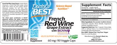 Photo of the Doctor's Best French Red Wine Grape Extract label
