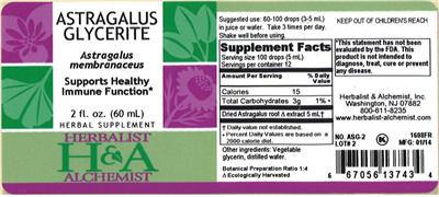 Photo of the Herbalist & Alchemist Astragalus Glycerite label