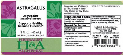 Photo of the Herbalist & Alchemist Astragalus label