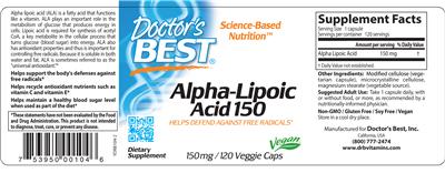 Photo of the Doctor's Best Alpha-Lipoic Acid 150 label