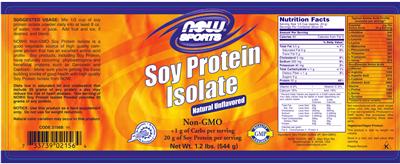 Photo of the NOW Sports Soy Protein Isolate Natural Unflavored label