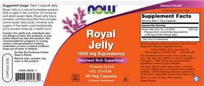 Photo of the NOW Royal Jelly label