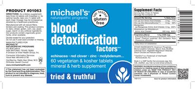 Photo of the Michael's Naturopathic Programs Blood Detoxification Factors label
