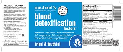 Photo of the Michael's Naturopathic Programs Blood Detoxification Factors label