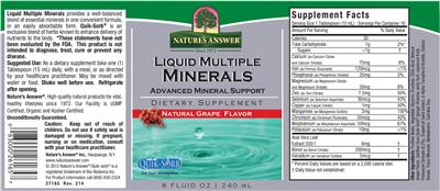 Photo of the Nature's Answer Liquid Multiple Minerals Natural Grape Flavor label