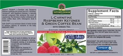 Photo of the Nature's Answer L-Carnitine Raspberry Ketones & Green Coffee Bean With Green Tea label