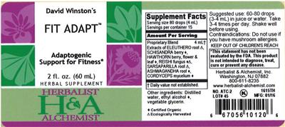 Photo of the Herbalist & Alchemist David Winston's Fit Adapt label