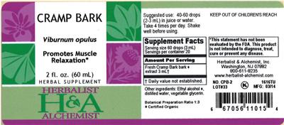 Photo of the Herbalist & Alchemist Cramp Bark label