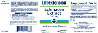 Photo of the Life Extension Echinacea Extract 250 mg label