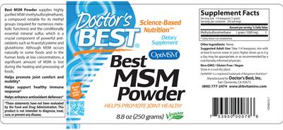 Photo of the Doctor's Best Best MSM Powder label