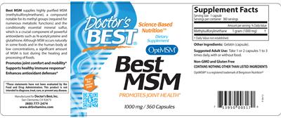 Photo of the Doctor's Best Best MSM label
