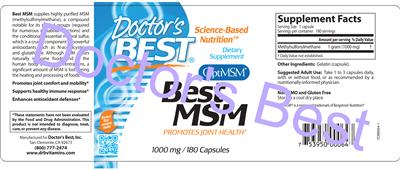 Photo of the Doctor's Best Best MSM label