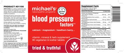 Photo of the Michael's Naturopathic Programs Blood Pressure Factors label
