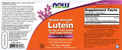 Photo of the NOW Double Strength Lutein label