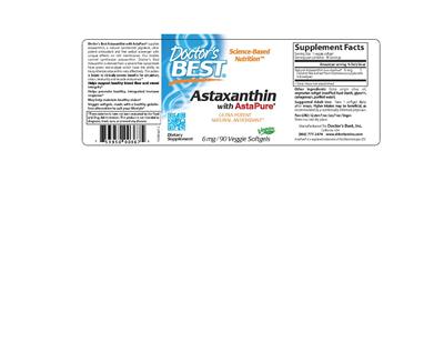 Photo of the Doctor's Best Astaxanthin label
