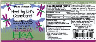 Photo of the Herbalist & Alchemist David Winston's Healthy Kid's Compound label
