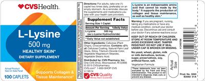 Photo of the CVS Health L-Lysine 500 mg label