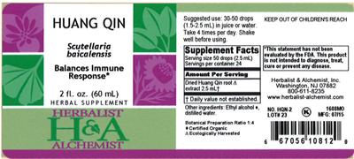Photo of the Herbalist & Alchemist Huang Qin label