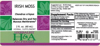 Photo of the Herbalist & Alchemist Irish Moss label