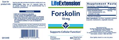 Photo of the Life Extension Forskolin 10 mg label