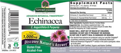 Photo of the Nature's Answer Echinacea 1,000 mg Alcohol-Free label