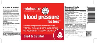 Photo of the Michael's Naturopathic Programs Blood Pressure Factors label
