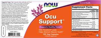 Photo of the NOW Ocu Support label