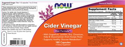 Photo of the NOW Cider Vinegar label