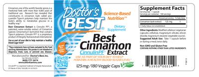 Photo of the Doctor's Best Best Cinnamon Extract label