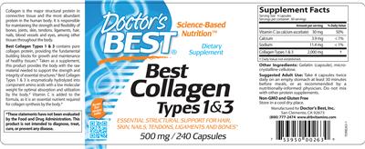 Photo of the Doctor's Best Best Collagen Types 1 & 3 label