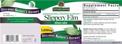 Photo of the Nature's Answer Slippery Elm 1,050 mg label
