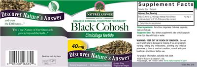 Photo of the Nature's Answer Black Cohosh 40 mg label