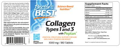 Photo of the Doctor's Best Collagen Types 1 & 3 1000 mg label