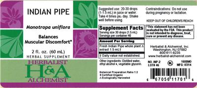 Photo of the Herbalist & Alchemist Indian Pipe label
