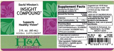 Photo of the Herbalist & Alchemist David Winston's Insight Compound label