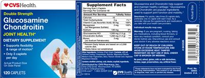 Photo of the CVS Health Double Strength Glucosamine Chondroitin label