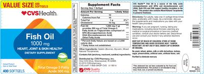 Photo of the CVS Health Fish Oil 1000 mg label