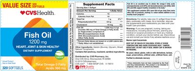 Photo of the CVS Health Fish Oil 1200 mg label