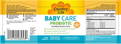 Photo of the Country Life Baby Care Probiotic label