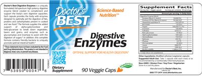 Photo of the Doctor's Best Digestive Enzymes label