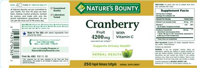 Photo of the Nature's Bounty Cranberry with Vitamin C label
