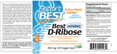 Photo of the Doctor's Best Best D-Ribose label