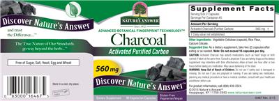 Photo of the Nature's Answer Charcoal 560 mg label