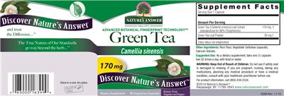 Photo of the Nature's Answer Green Tea 170 mg label