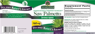 Photo of the Nature's Answer Saw Palmetto 160 mg label