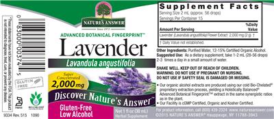 Photo of the Nature's Answer Lavender 2,000 mg label