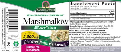 Photo of the Nature's Answer Marshmallow 2,000 mg label