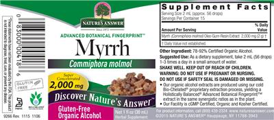 Photo of the Nature's Answer Myrrh 2,000 mg label