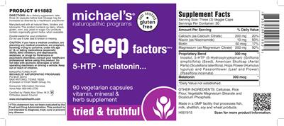 Photo of the Michael's Naturopathic Programs Sleep Factors label