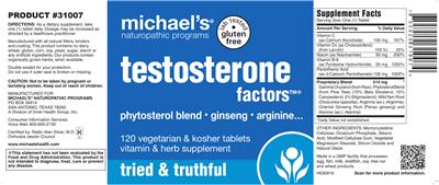 Photo of the Michael's Naturopathic Programs Testosterone Factors label